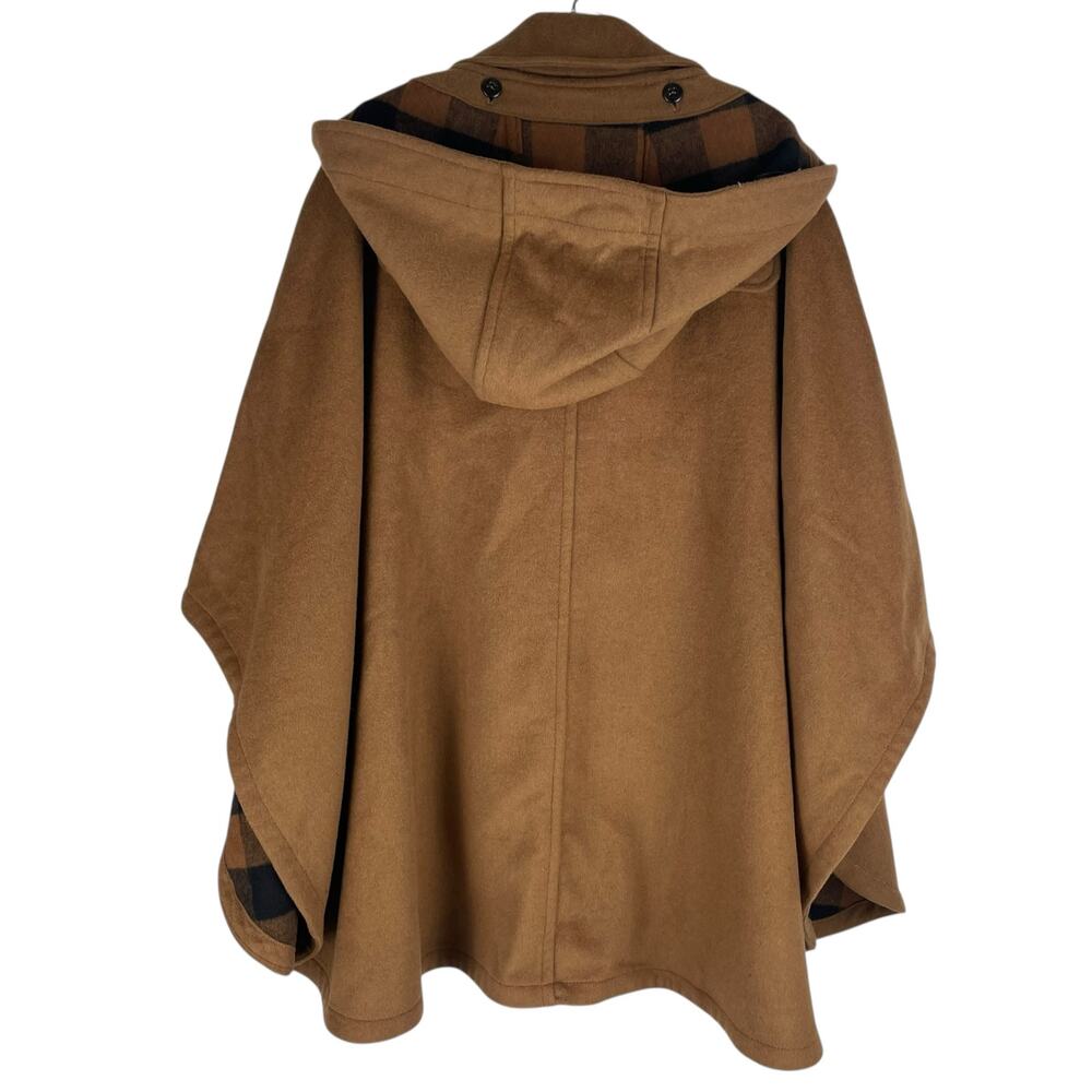 Coach Wool Blend Hooded Duffle Cape Coat Toggle Camel Brown Size M/L - Picture 9 of 14